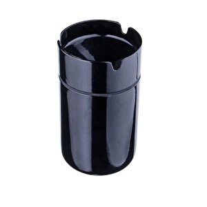 Paslanmaz Çelik Kokusuz Küllük Siyah 12cm  Ve Cafe Kare Küllük Set