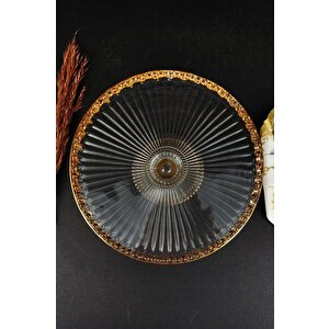Cam Servis Tabağı Sunum Standı Gold Yaldızlı Yuvarlak 21 Cm – Sn.dmy.101 C320.035