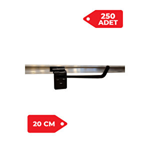 20 Cm Siyah 250 Adet Kanallı Pano Kancası Raf Askısı