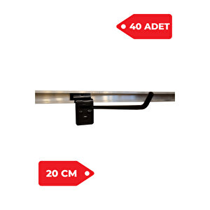 20 Cm Siyah 40 Adet Kanallı Pano Kancası Raf Askısı