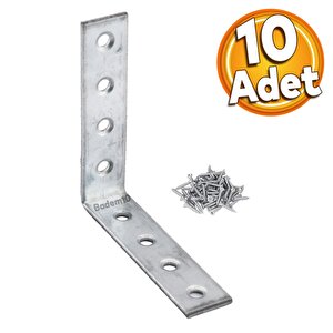 Mobilya Köşe Bağlantı Sabitleme L Demir Deprem Dolap Duvar Birleştirme Gönye 65x65x15 Mm (10 Adet)