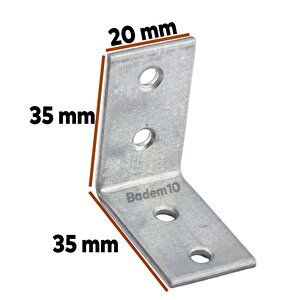 Mobilya Köşe Bağlantı Sabitleme L Demir Deprem Dolap Duvar Birleştirme Gönye 35x35x20 Mm (10 Adet)