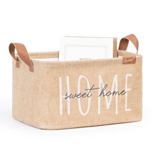 Ocean Home Textile Home Sweet Home Jüt Sepet 30 X 21 X 18 Cm