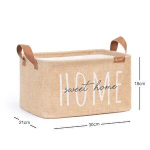 Ocean Home Textile Home Sweet Home Jüt Sepet 30 X 21 X 18 Cm