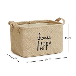 Ocean Home Textile Choose Happy Jüt Sepet 30 X 21 X 18 Cm