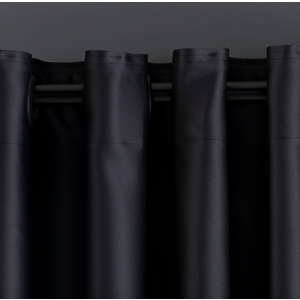 Siyah Blackout Fon Perde Kuşgözü Rustik Dikim 500x260 cm