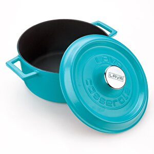 Döküm Yuvarlak Tencere. Trendy Çap  24cm. Turkuaz