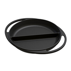 Döküm Yuvarlak İki Bölmeli Sahan Döküm Demir Yekpare Çift Kulplu Çap 20cm.