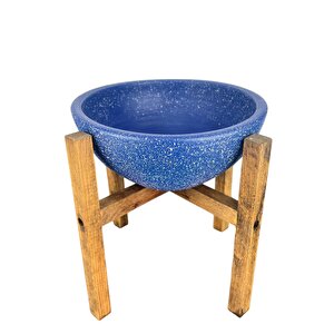 Bitki Tasarımı Ev Dekorasyon Lacivert Granit Aranjman Sunumluk Toprak Saksı 4 Ayaklı 20 Cm Çap