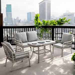 Capri Swing Pisa İkili Rattan Bahçe Balkon Oturma Grubu Gri 750