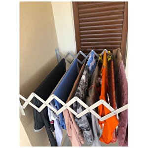 Çamaşır Balkon Kurutma Askısı Akordiyon Elbise Kurutmalık 70cm-9 Çubuk Alüminyum Duvar Montajlı duvara monte
