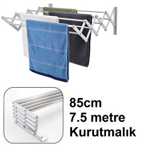 Çamaşır Balkon Kurutma Askısı Akordiyon Elbise Kurutmalık 85cm-9 Çubuk Alüminyum Duvar Montajlı duvara monte