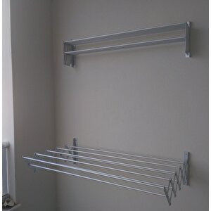 Çamaşır Balkon Kurutma Askısı Akordiyon Elbise Kurutmalık 85cm-9 Çubuk Alüminyum Duvar Montajlı duvara monte
