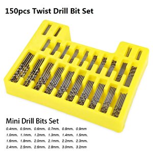 Hss Çelik 150 Parça Kutulu Matkap Uç Seti 0.4mm - 3.2mm El Matkabı Seti Çantalı Mikro El Mengenesi