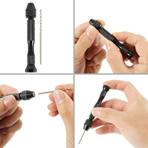 Mini Çok Amaçlı Detay Çalışma Mengenesi 57 Mm Ve Mekanik El Matkabı Seti 4.6mm 2 Li Matkap Ucu Set