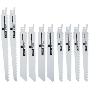 Tilki Kuyruğu Testeresi Seti 10 Parçalı Set Ahşap Metal Kemik Plastik Kesme Testere Ucu