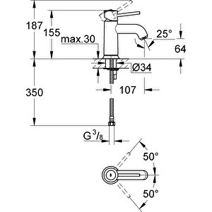 Grohe Bauclassic Tek Kollu Lavabo Bataryası 23162000