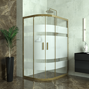 Bronze Si̇ri̇us 6mm Kumlamalı Cam Asimetrik Oval Duşakabin 100x110 cm