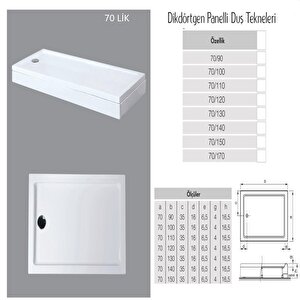 Dikdörtgen Panelli Duş Teknesi H:15-16cm 100x120 cm