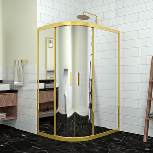 Gold Si̇ri̇us 6mm Reflekte Cam Asimetrik Oval Duşakabin 80x130 cm