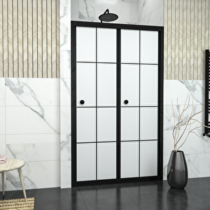 Black Cori̇na Karolajlı Tam Kumlamalı Cam Akordion  Duşakabin 89 cm