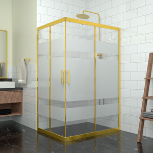 Gold Ri̇gel 6mm Kumlamalı Cam Dikdörtgen Duşakabin 100x110 cm