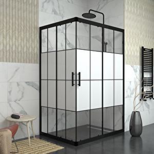 Black Ri̇gel 6mm Karolajlı Yarım Kumlama Dikdörtgen Duşakabin 90x130 cm