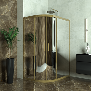 Bronze Si̇ri̇us 6mm Reflekte Cam Asimetrik Oval Duşakabin 90x130 cm