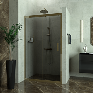Bronze Capello 6mm Füme Cam 1 Sabit 1 Sürgü İki Duvar Arası Duşakabin 114 cm