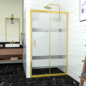 Gold Capello 6mm Kumlama Cam 1 Sabit 1 Sürgü İki Duvar Arası Duşakabin 136 cm