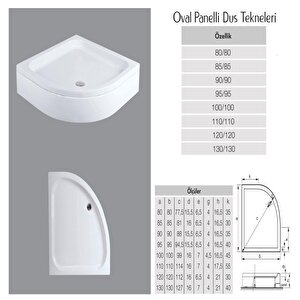 Oval Panelli Duş Teknesi H:15-16 Cm 100x100 cm