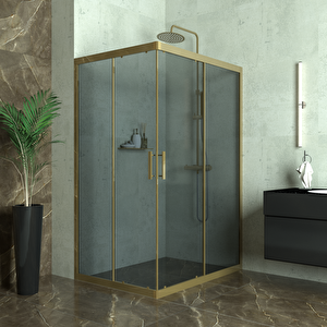 Bronze Ri̇gel  6mm Füme Cam Dikdörgen Duşakabin 90x130 cm