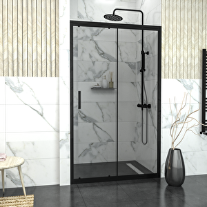 Black Capello 6mm Füme Cam  1 Sabit 1 Sürgü İki Duvar Arası Duşakabin 134 cm