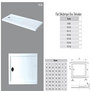 Dikdörtgen Flat Duş Teknesi H:5 Cm 100x110 cm