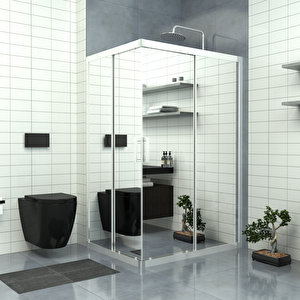 Si̇lver Ri̇gel 6mm Reflekte Cam Dikdörgen Duşakabin 90x100 cm