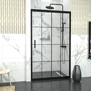 Black Capello 6mm Karolajlı Şeffaf Cam 1 Sabit 1 Sürgü İki Duvar Arası Duşakabin 139 cm