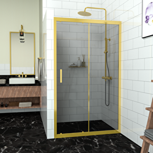 Gold Capello  6mm Füme Cam İki Duvar Arası 1 Sabit 1 Sürgü İki Duvar Arası Duşakabin 112 cm