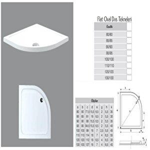 Oval Flat Duş Teknesi H :5 Cm 100x100 cm