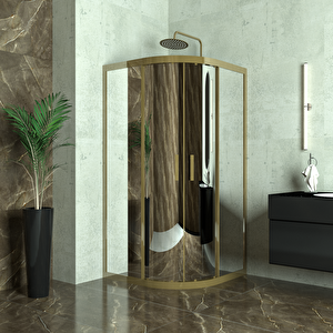 Bronze Ori̇on 6mm Reflekte Cam Oval Duşakabin 90x90 cm