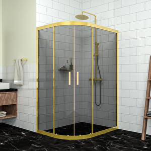 Gold Si̇ri̇us 6mm Füme Cam Asimetrik Oval Duşakabin 90x110 cm