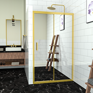 Gold Capello 6mm Reflekte Cam 1 Sabit 1 Sürgü İki Duvar Arası Duşakabin 111 cm