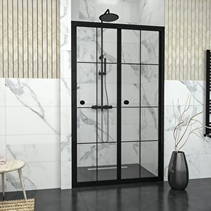 Black Cori̇na Karolajlı Şeffaf Cam Akordion Duşakabin 79 cm