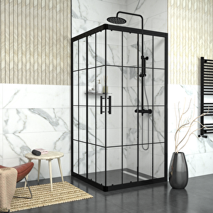 Black Vega  6mm Karolajlı Kare Duşakabin 130x130 cm