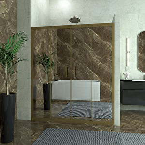 Bronze Castor 6mm Reflekte Cam 2 Sabit 2 Sürgü İki Duvar Arası Duşakabin 178 cm