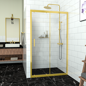 Gold Capello 6mm Şeffaf Cam 1 Sabit 1 Sürgü İki Duvar Arası Duşakabin 148 cm