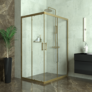 Bronze Ri̇gel 6mm Şeffaf Cam Dikdörgen Duşakabin. 80x140 cm