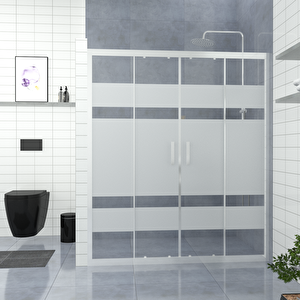 Si̇lver Castor 6mm Kumlamalı Cam Orta Açılır 2 Sabit 2 Açılır İki Duvar Arası Duşakabin