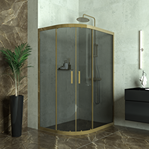 Bronze Si̇ri̇us 6mm Füme Cam Asimetrik Oval Duşakabin 90x130 cm