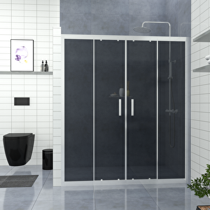 Si̇lver Castor 6mm Füme Cam Orta Açılır 2 Sabit 2 Sürgü İki Duvar Arası Duşakabin 193 cm