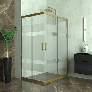 Bronze Ri̇gel 6mm Kumlamalı Cam Dikdörgen Duşakabin